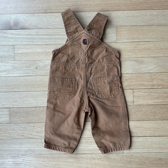 Carhartt bib overalls brown well worn size 3 months utility demin baby boy - Picture 5 of 6